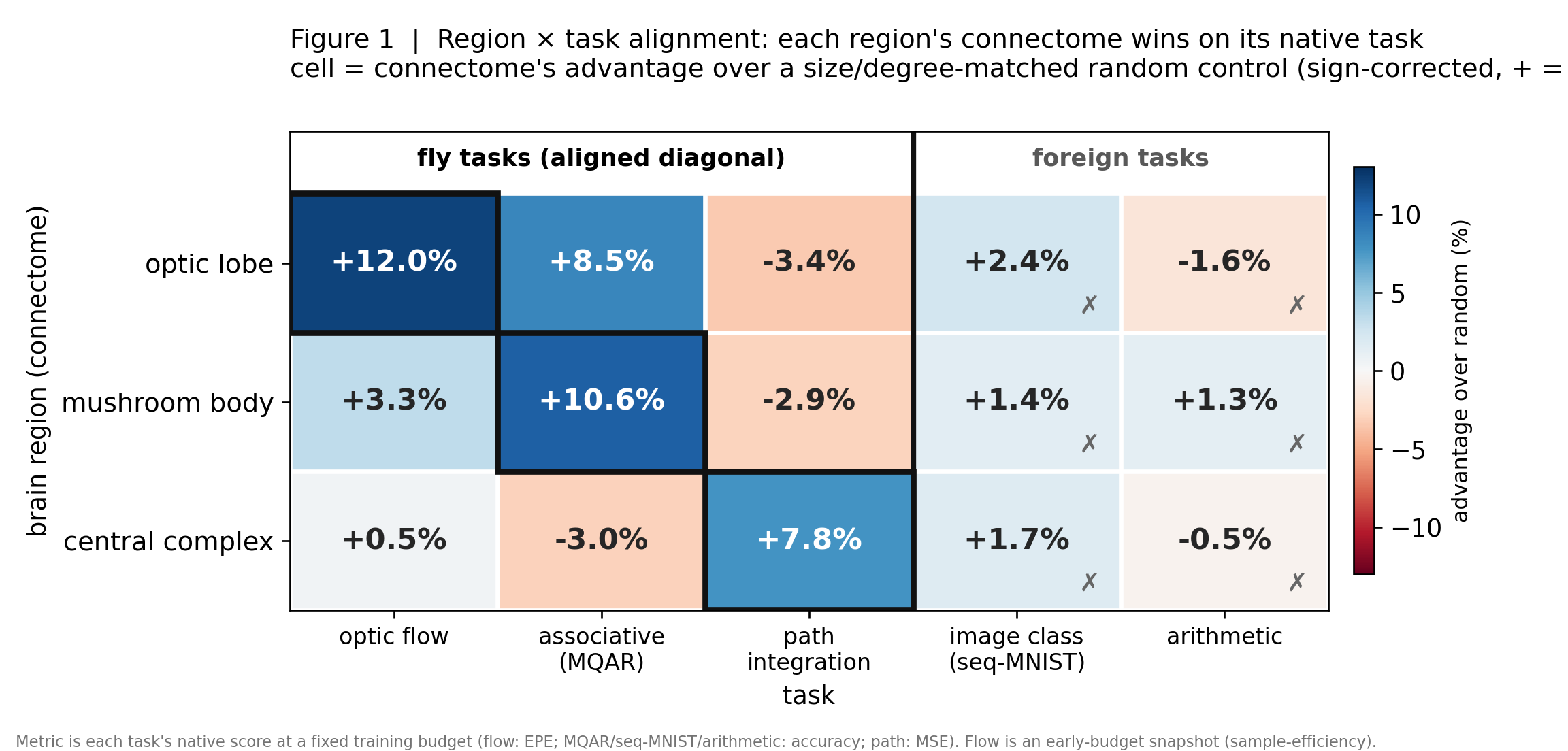 Published region × task alignment matrix